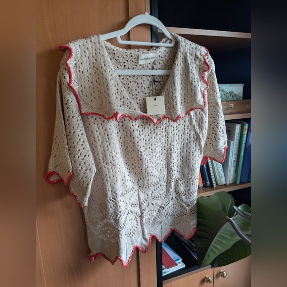 NWT Atelier Delphine Crochet Knit Top - Picture 1 of 4